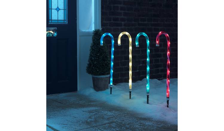 Buy Habitat Pack of 4 Christmas Candy Cane Path Finder Lights ...