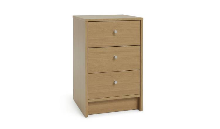 Argos Home Malibu 3 Drawer Bedside Table - Oak Effect