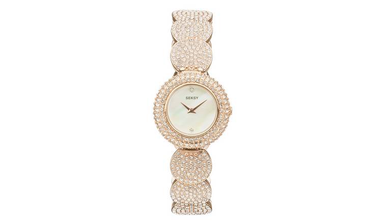 Seksy rose gold on sale plated bracelet watch