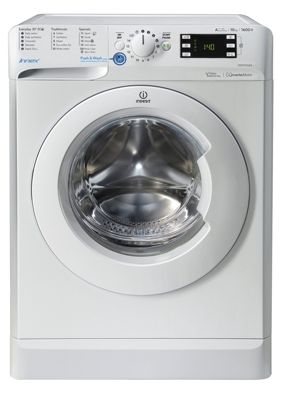 Indesit BWE101684XW 10KG 1600 Spin Washing Machine - White