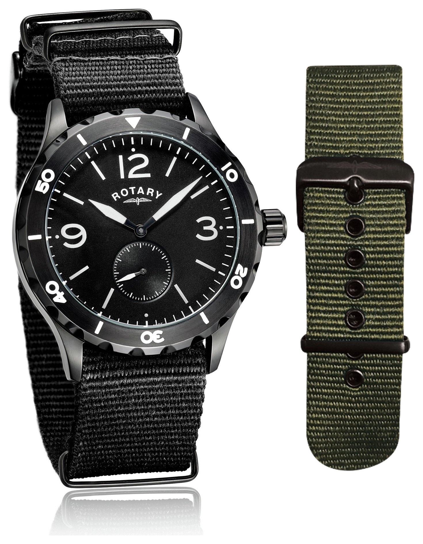 Rotary Men's Utilitarian Watch with 2 Exchangable Straps
