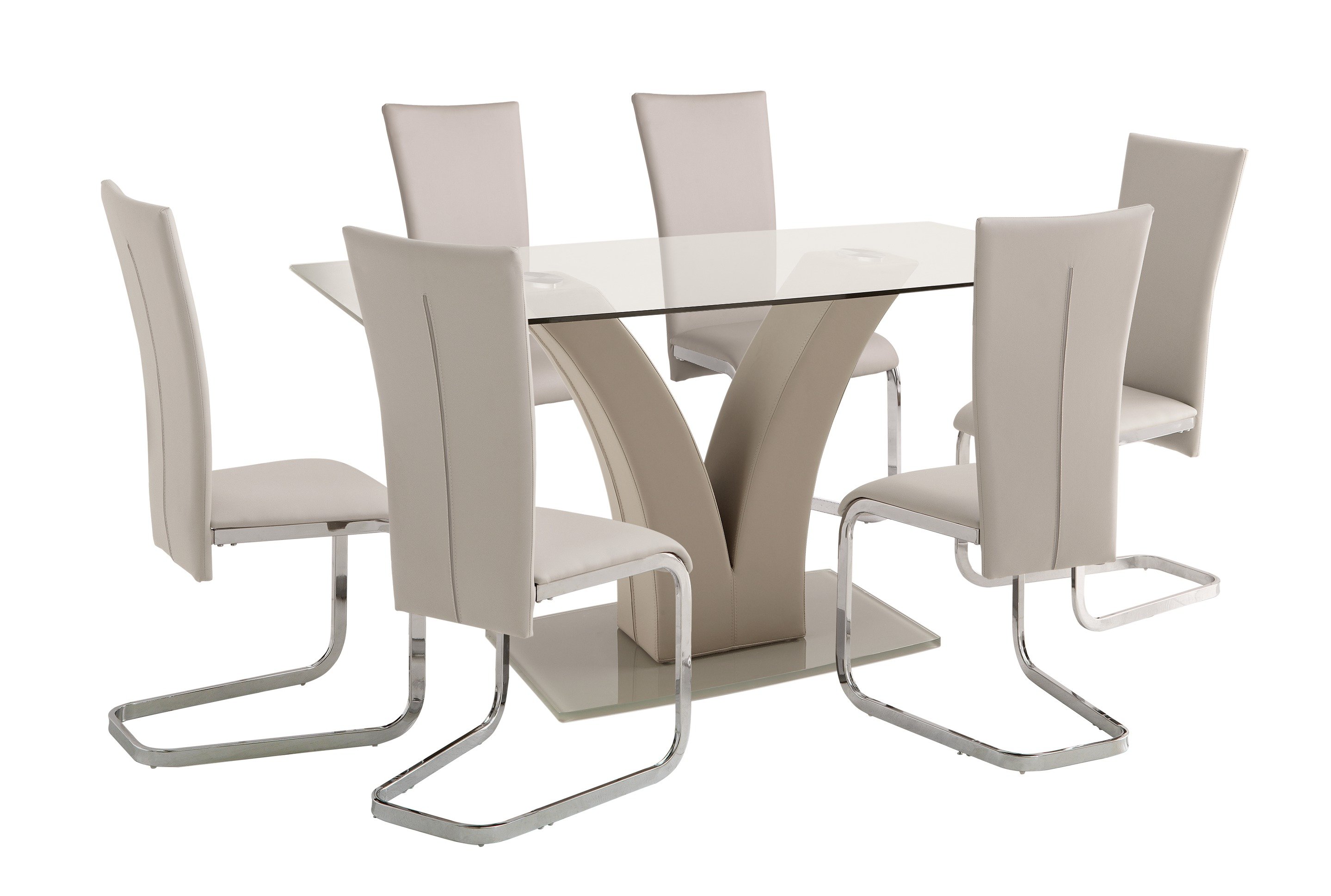 Argos Home Oriana Glass Dining Table & 6 Beige Chairs