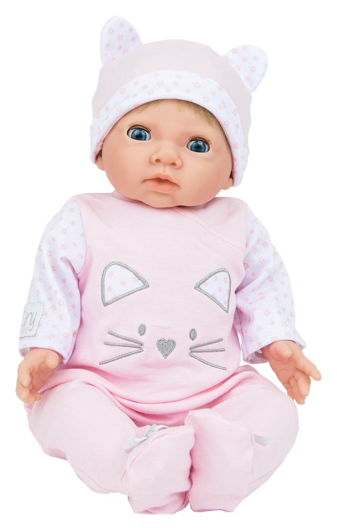 chad valley tiny treasures baby doll with pink outfit & hat