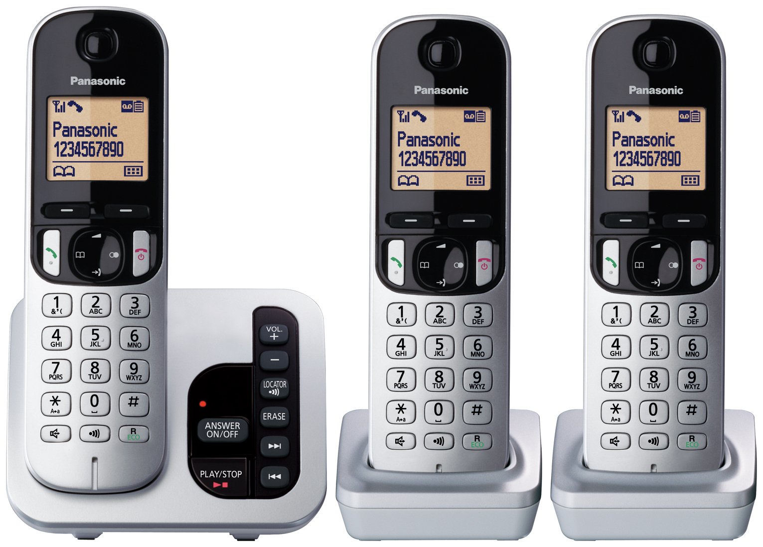 Panasonic KX-TGC223 Cordless Telephone Answer Machine Triple