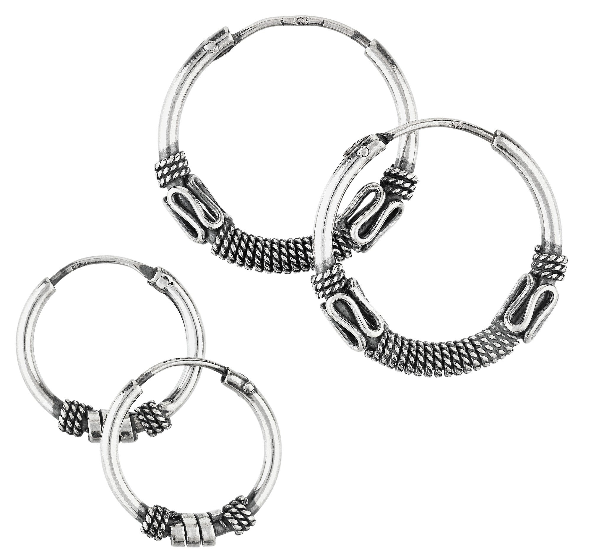 Revere Sterling Silver Bali Set of 2 Hoop Earrings