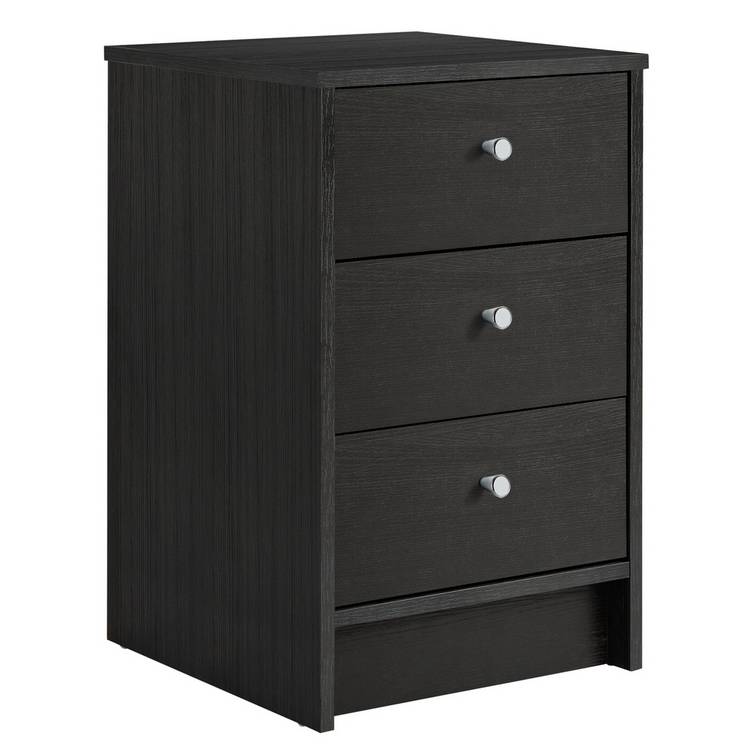 Argos Home Malibu 3 Drawer Bedside Table - Black Oak Effect 0
