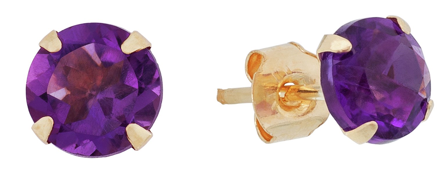 Revere 9ct Yellow Gold Amethyst February Stud Earrings Review