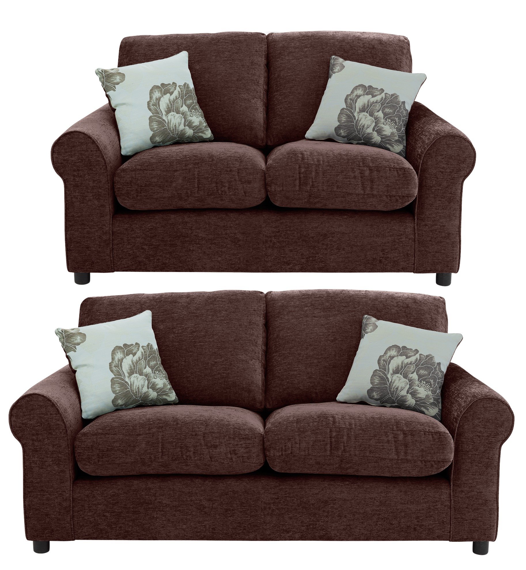 Argos Home Tessa Fabric 3 Seat & Compact 3 Seat Sofa - Choc