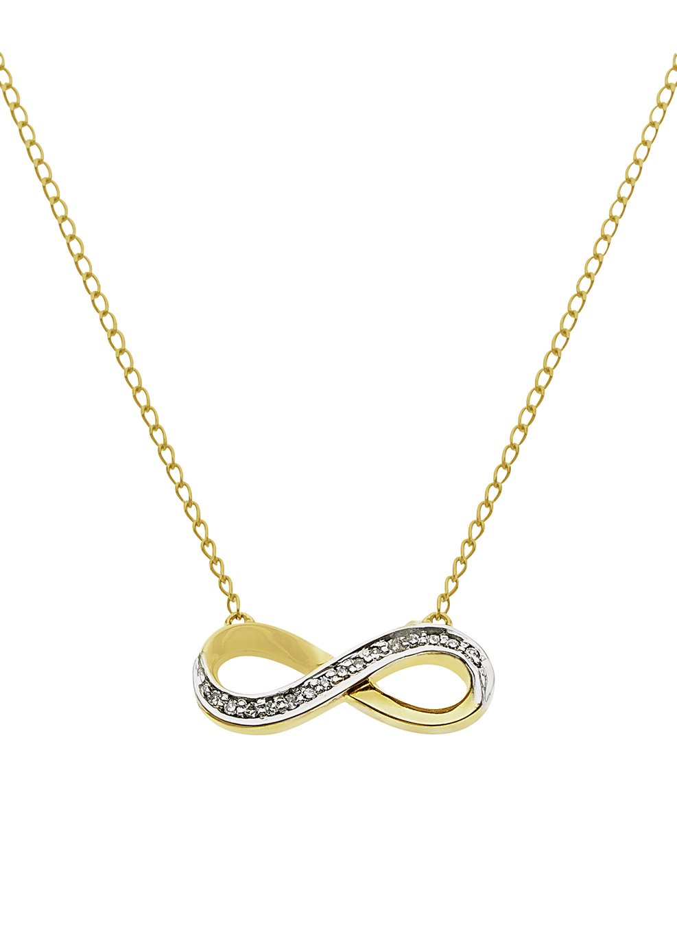 Revere 9ct Gold Diamond Accent Infinity 18 Inch Necklace