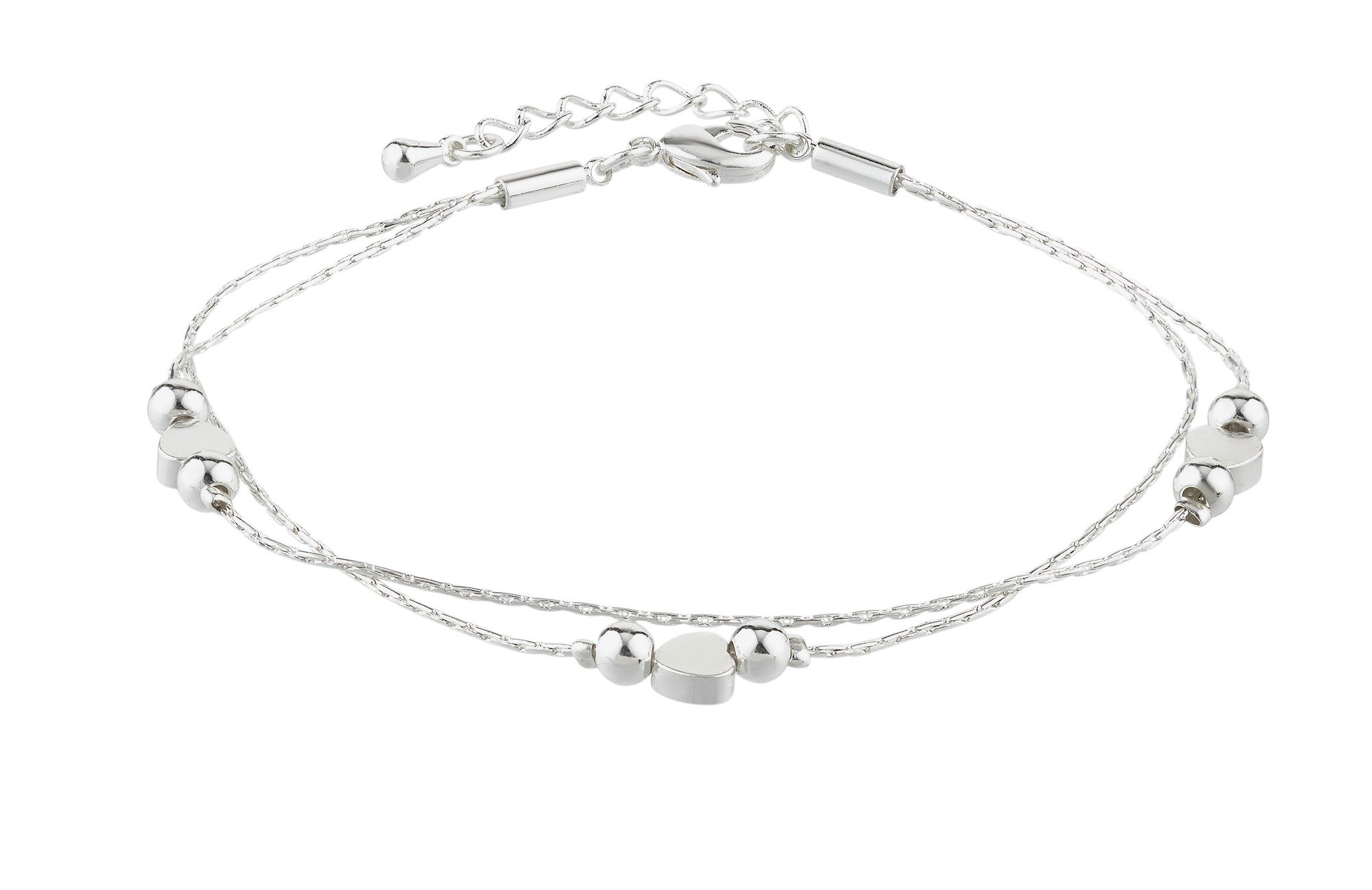 Amelia Grace Standard Silver Coloured Heart Beads Bracelet