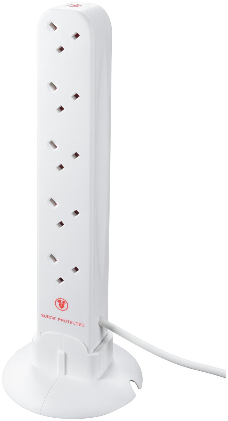 Masterplug 10 Socket 2 USB Outlet 1 Metre 13 Amp Tower