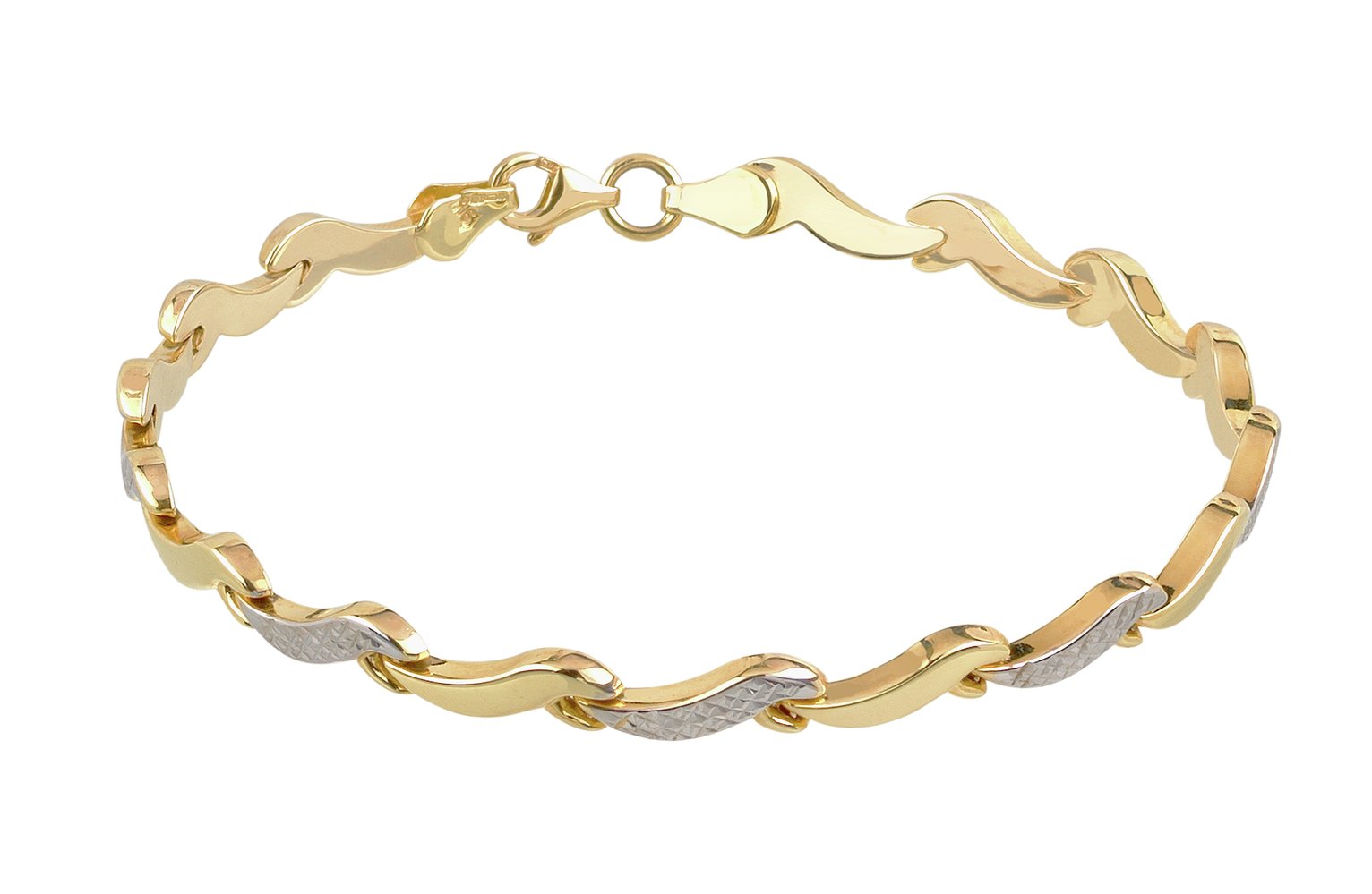 Revere 9ct Yellow and White Gold Wave Link Bracelet (5436442) Argos