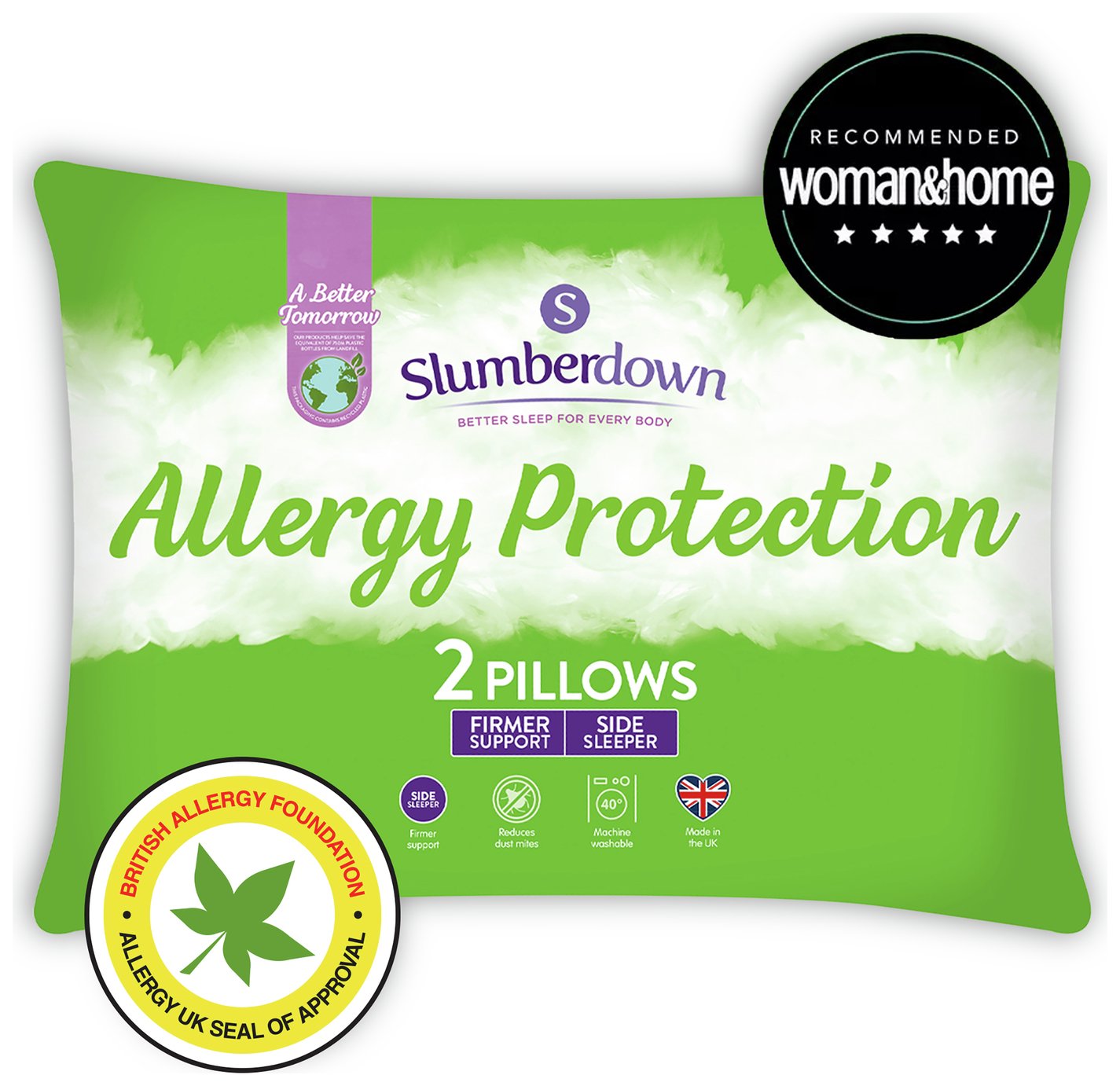 Slumberdown Allergy Protection Medium Firm Pillow - 2 Pack