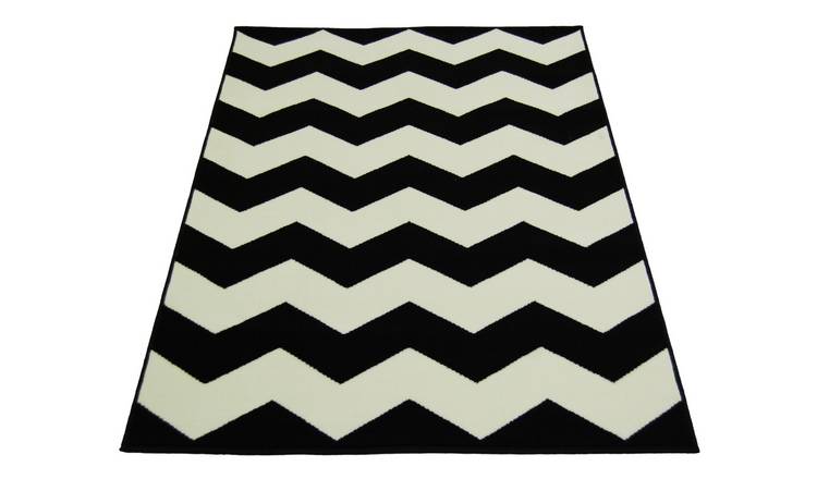 Buy Chevron Rug 80x150cm Black And White Rugs Argos