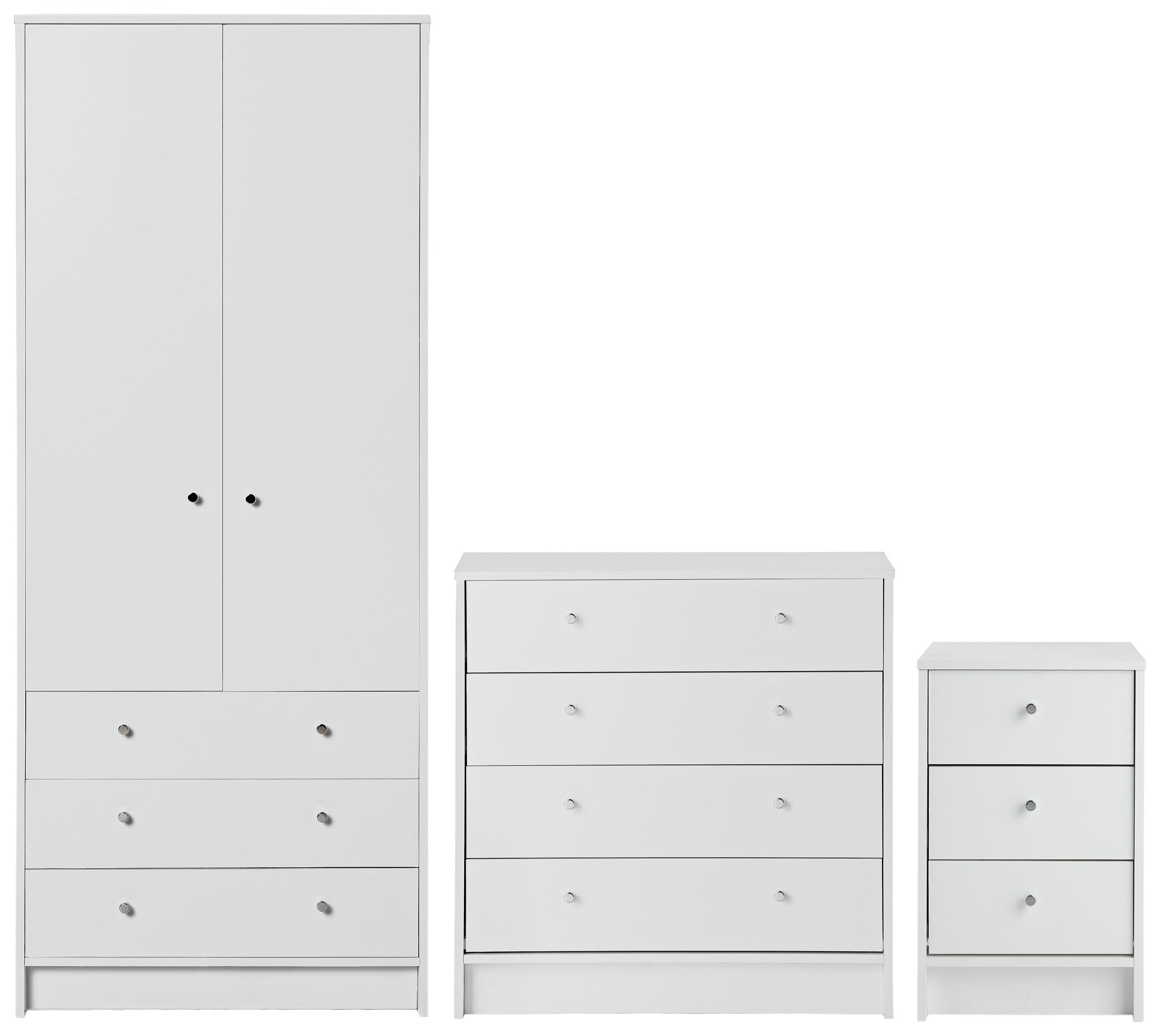 Argos Home Malibu 3 Piece 2 Door Wardrobe Set - White