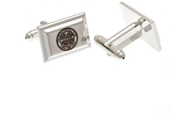 Silver Plated Celtic FC Crest Cufflinks.