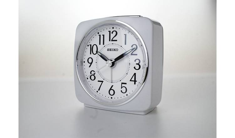 Buy Seiko White Sweep Second Hand Square Alarm Clock | Clocks | Argos