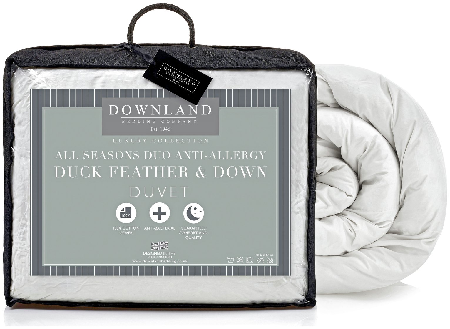 Downland Duck Feather Down All Seasons 15 Tog Duvet S.King