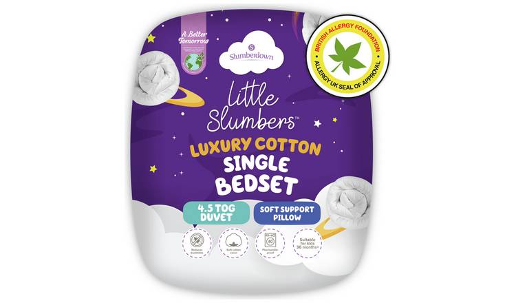 Slumberdown Kids Luxury Cotton 4.5 Tog Duvet & Pillow-Single
