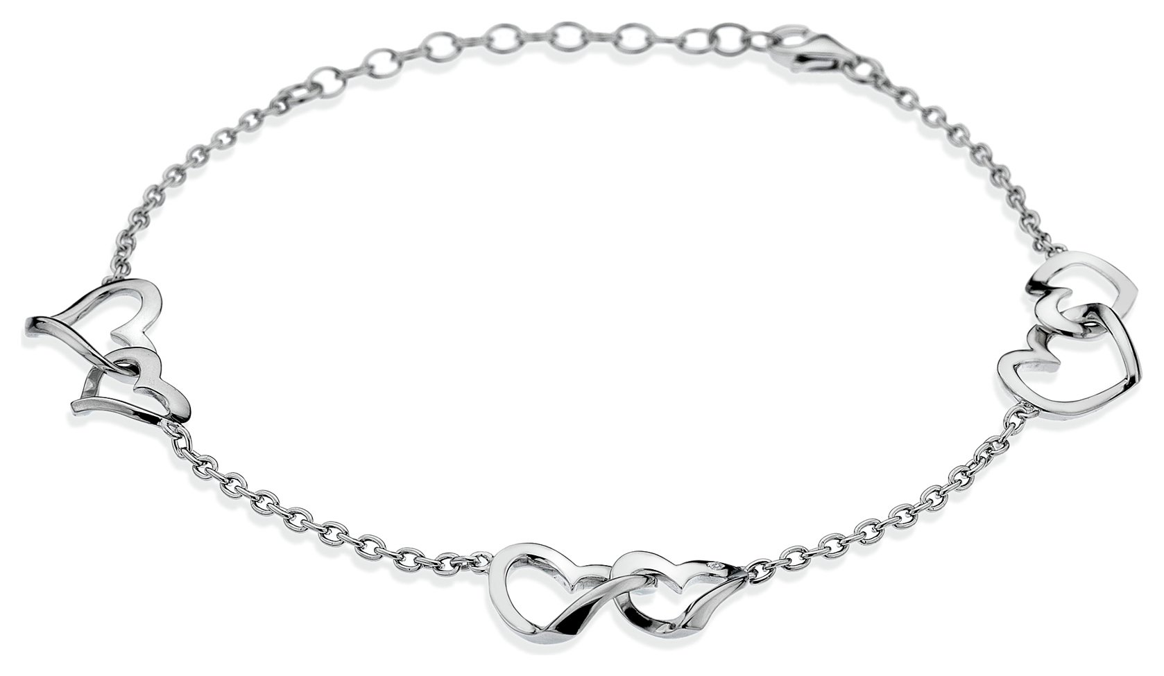 Accents by Hot Diamonds Sterling Silver Open Hearts Bracelet