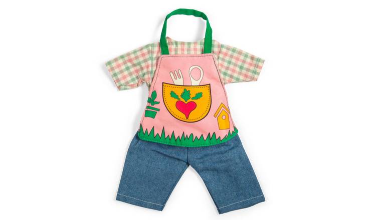Bigjigs Toys Checkered Shirt Gardening Outfit For Medium Doll