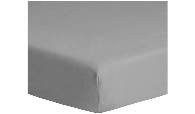 Home Essentials Brushed Cotton Grey Fitted Sheet - King size