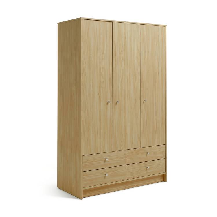 Argos Home Malibu 3 Door 4 Drawer Wardrobe - Beech Effect 0