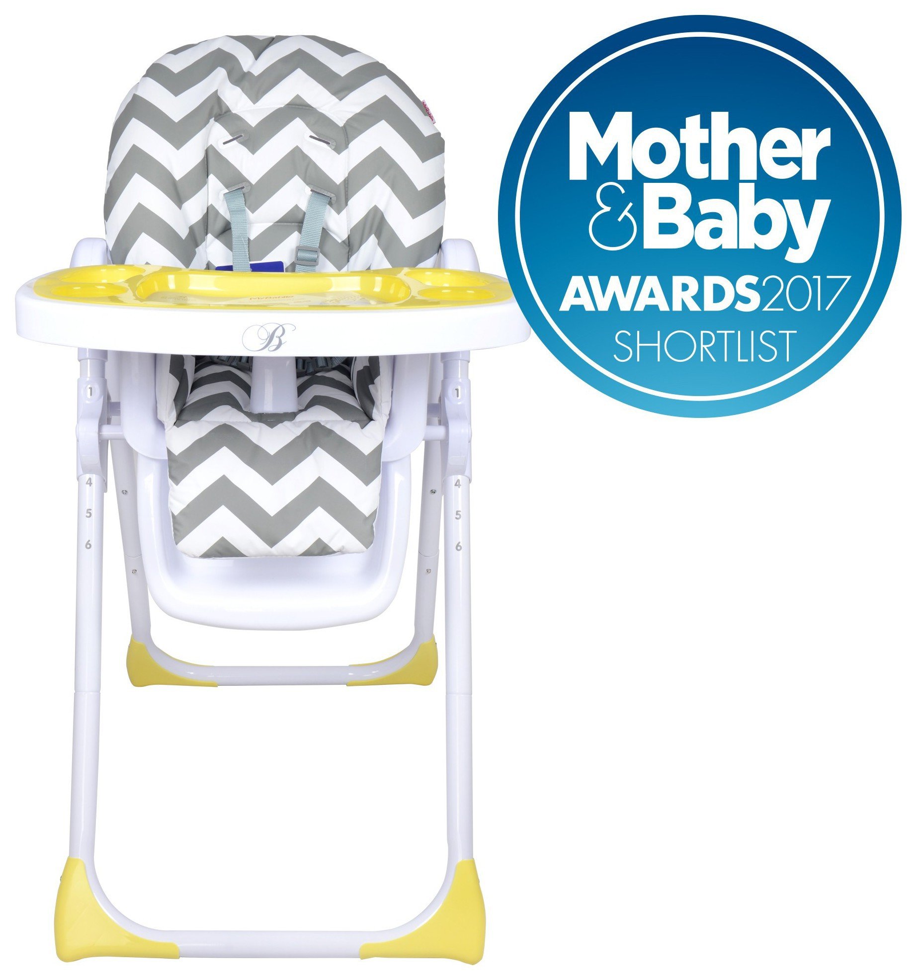 My Babiie Billie Faiers MBHC8ZZ Grey Chevron Highchair. 5484456