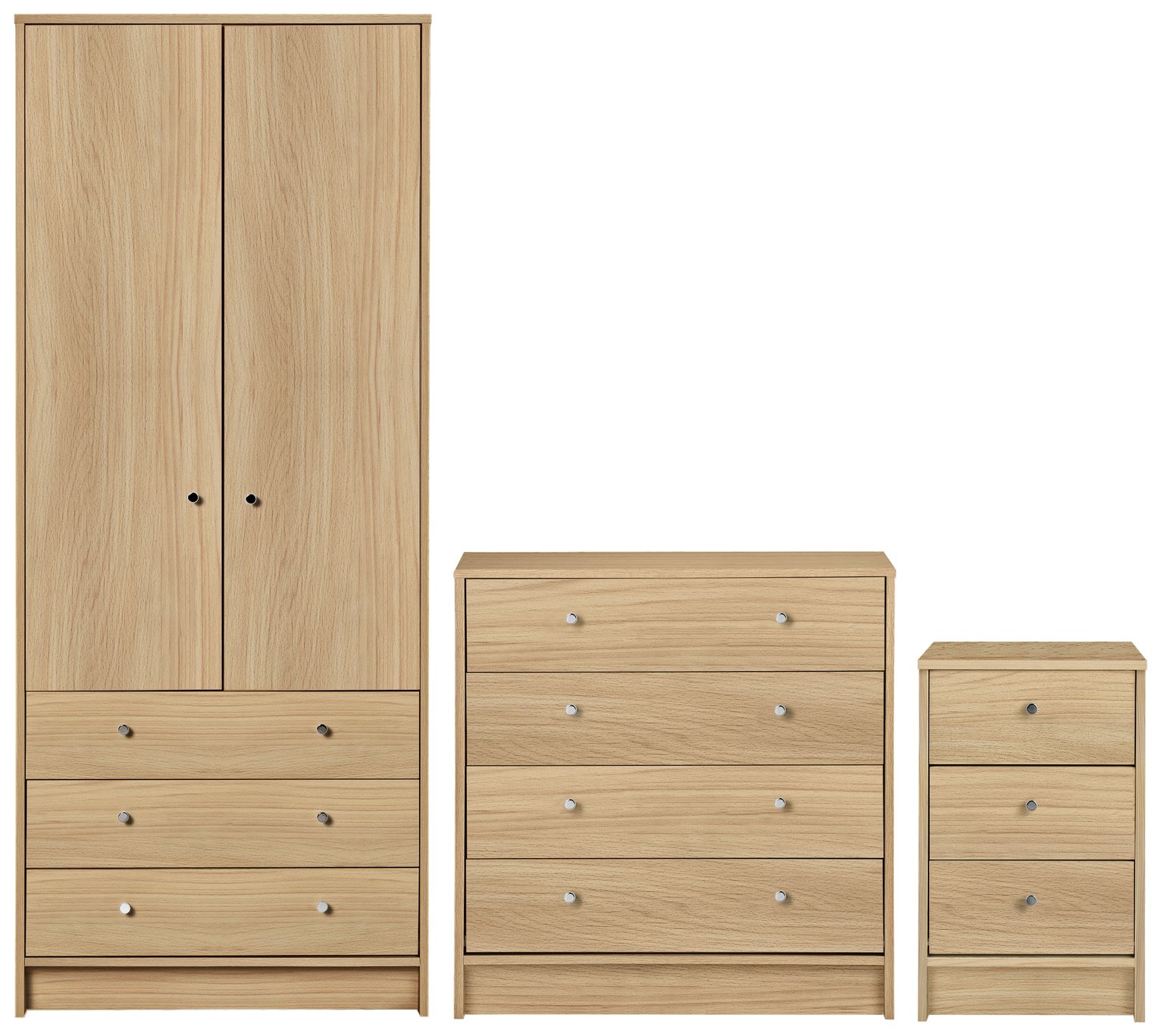 Argos Home Malibu 3 Piece 2 Door Wardrobe Set - Beech Effect