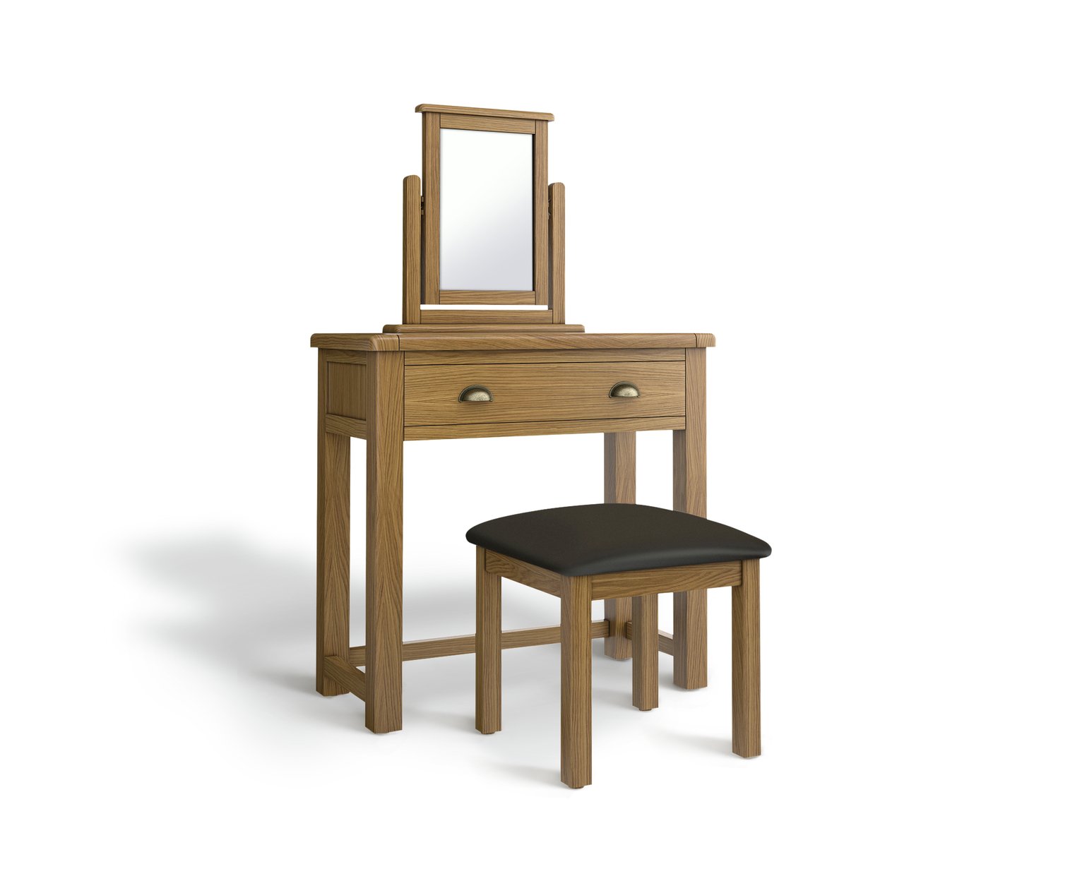 Habitat Kent 1Drw Dressing Table, Stool, Mirror - Oak