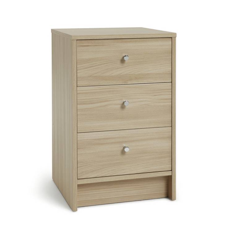 Argos Home Malibu 3 Drawer Bedside Table - Beech Effect 0