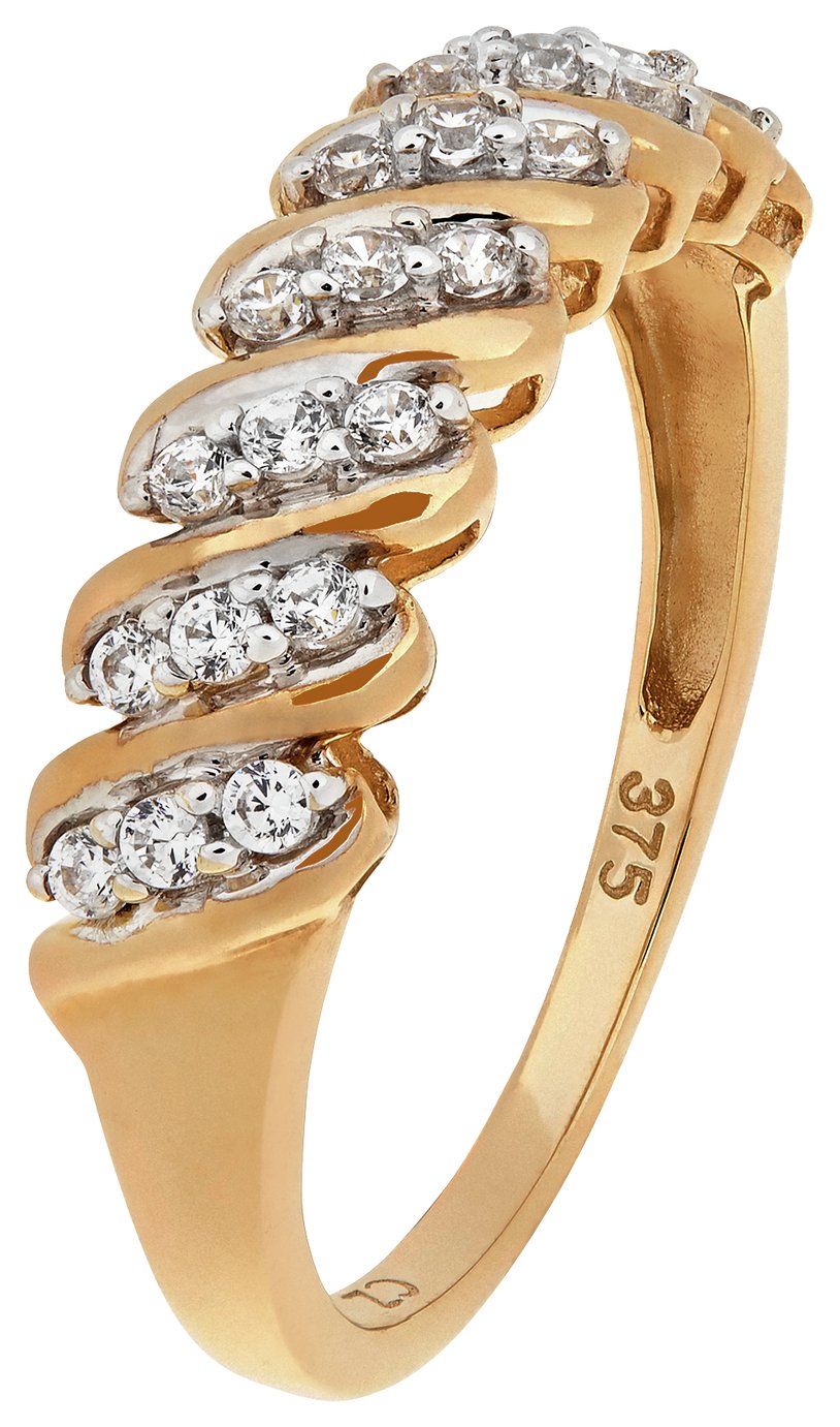 Revere 9ct Yellow Gold Cubic Zirconia Eternity Ring