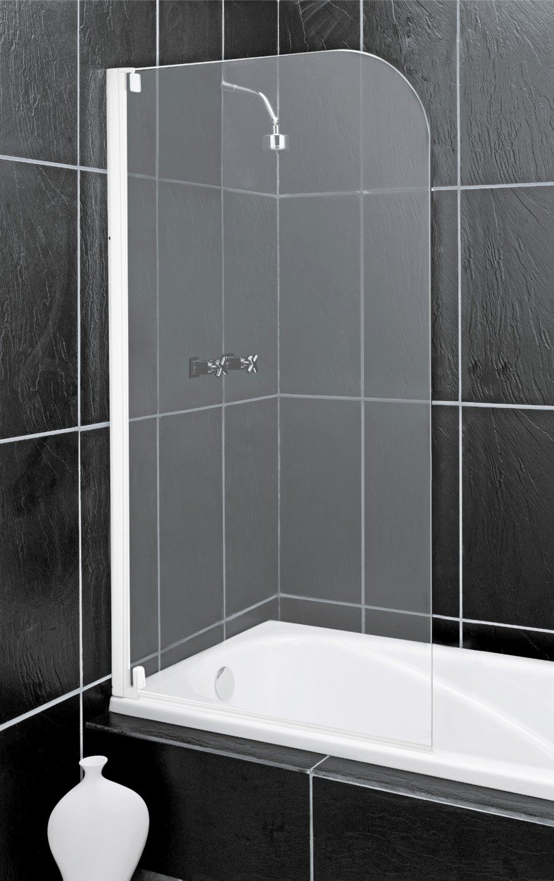 Argos Home Half Framed White Radius Bath & Shower Screen