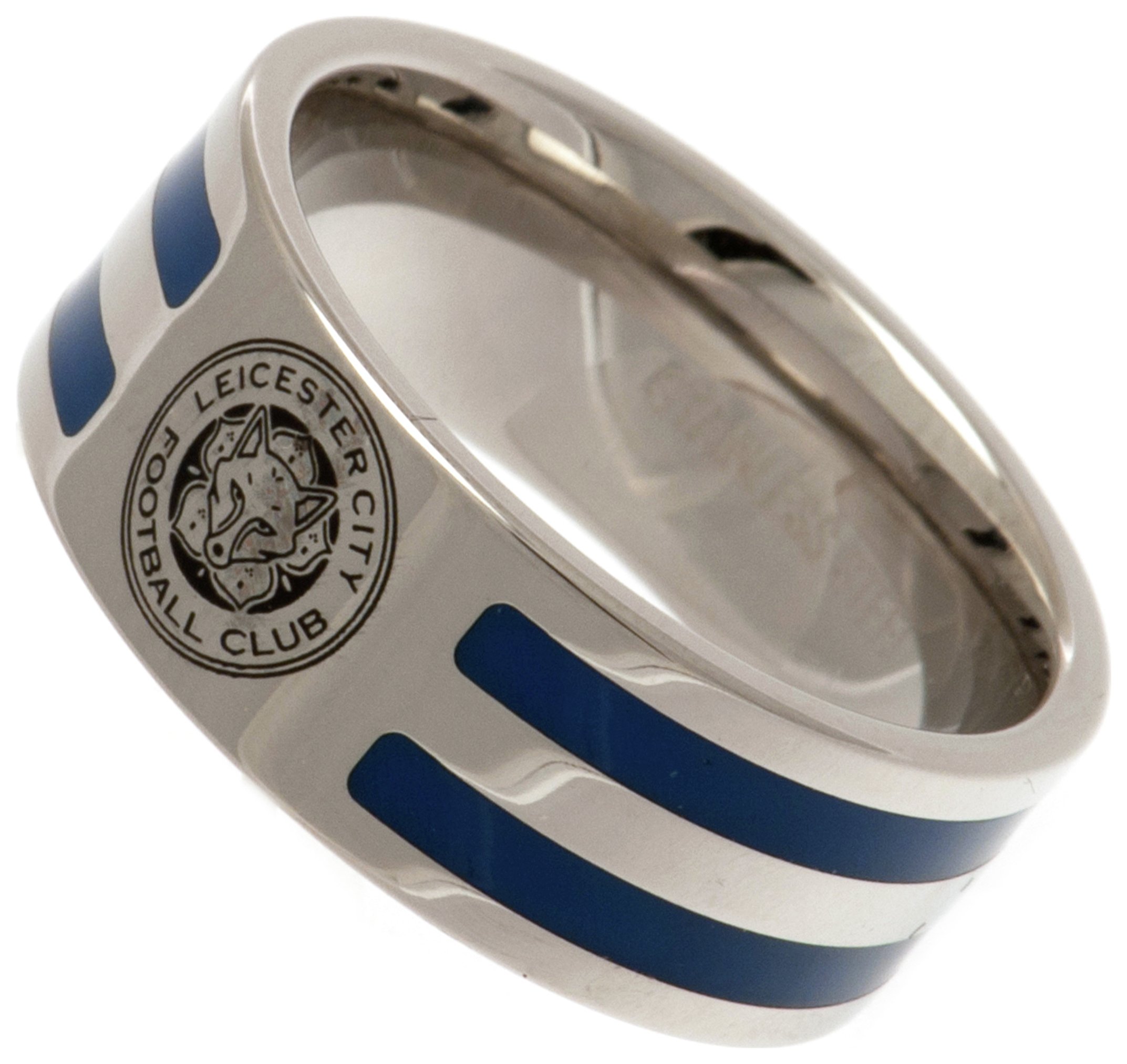 Stainless Steel Leicester City Striped Ring - R