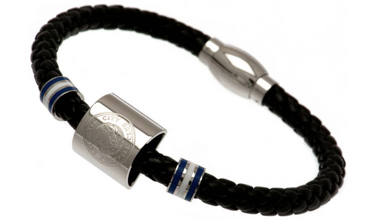 Stainless Steel and Leather Leicester City Bracelet