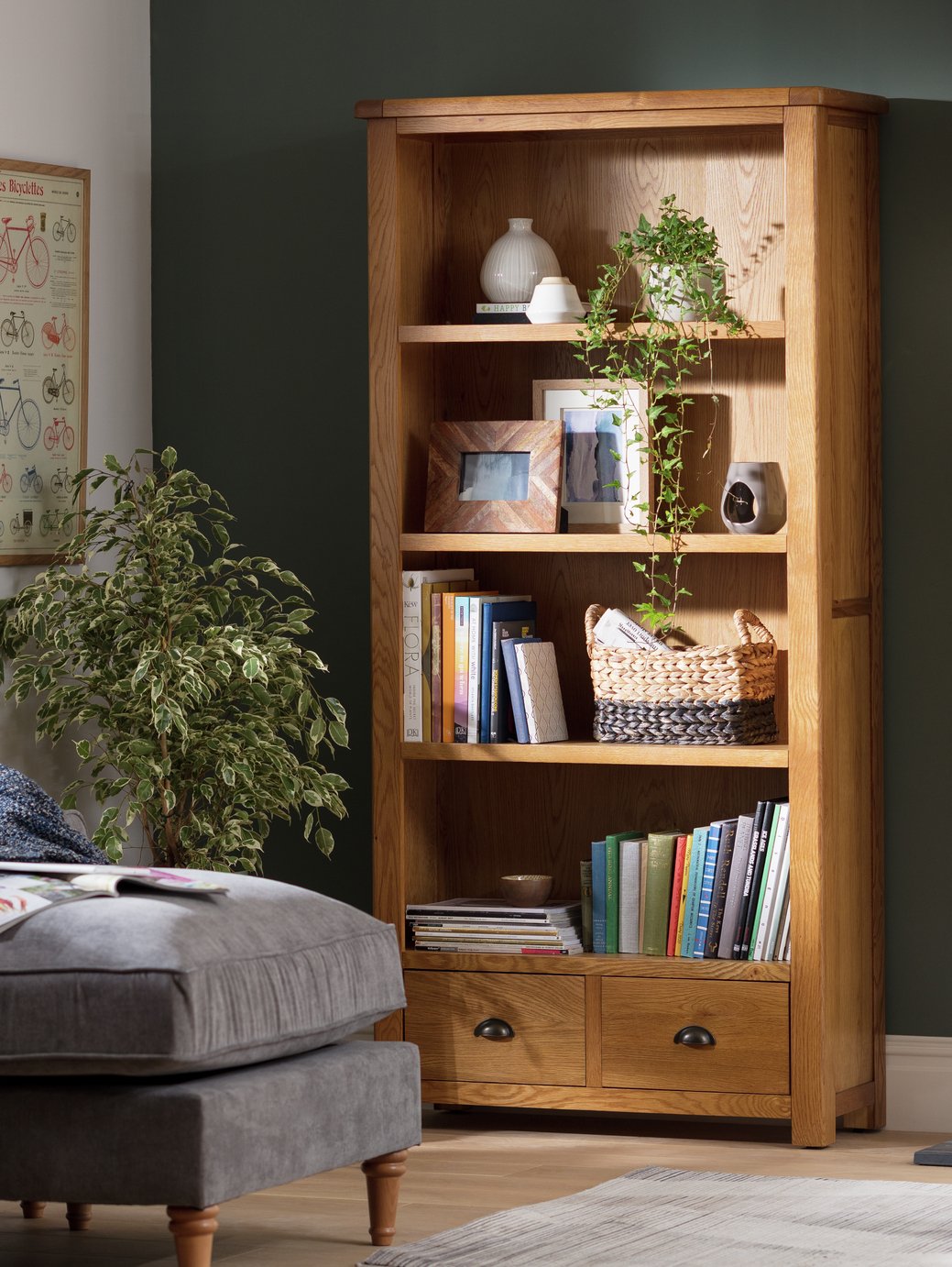 Habitat Kent 2 Drawer Bookcase - Oak