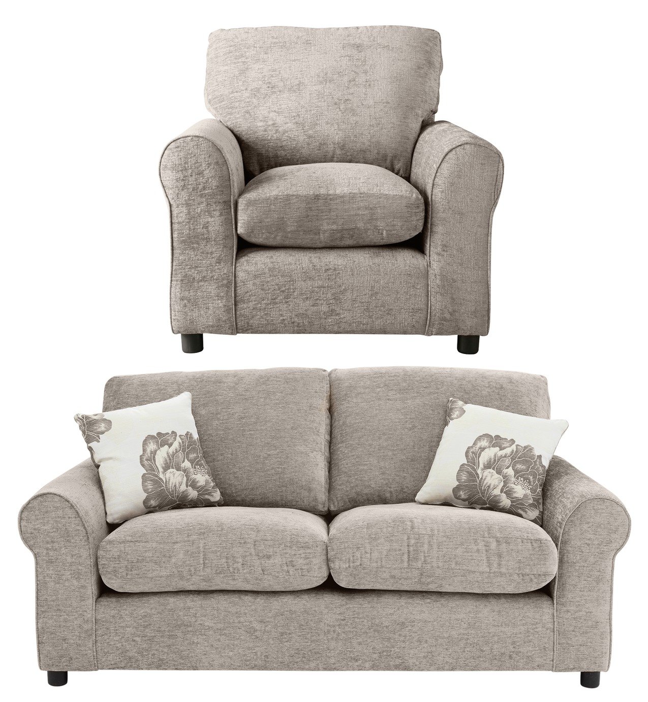 Argos Home Tessa Fabric Compact 3 Seater Sofa & Chair - Mink