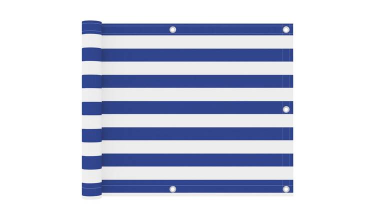 Walplus Polyester Oxford Balcony Screen - White and Blue - 75 x 500 cm