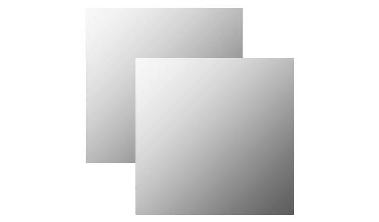 Walplus Pack of 2 Square Glass Wall Mirror - Silver - 60 x 60 cm