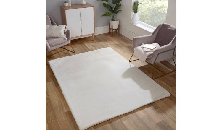 Mega Flooring White Shaggy Plain Rug - 60 x 110cm