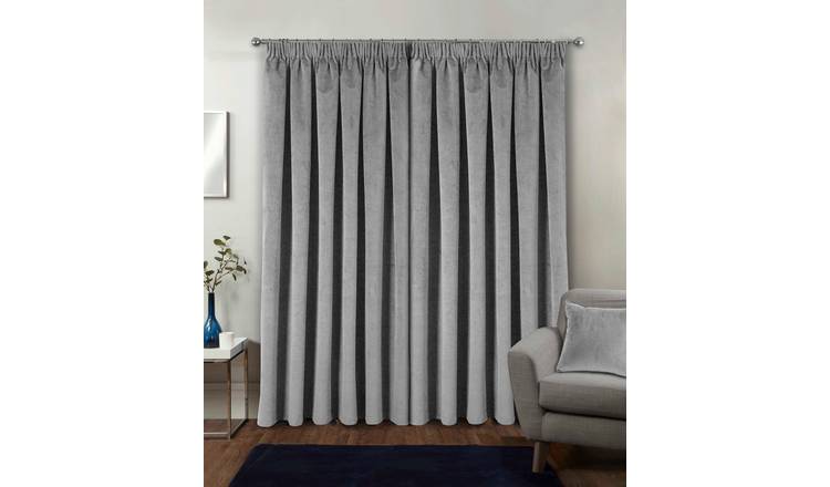 Enhanced Living Burford Velvet Blackout Curtains - 117 x 137cm - Grey