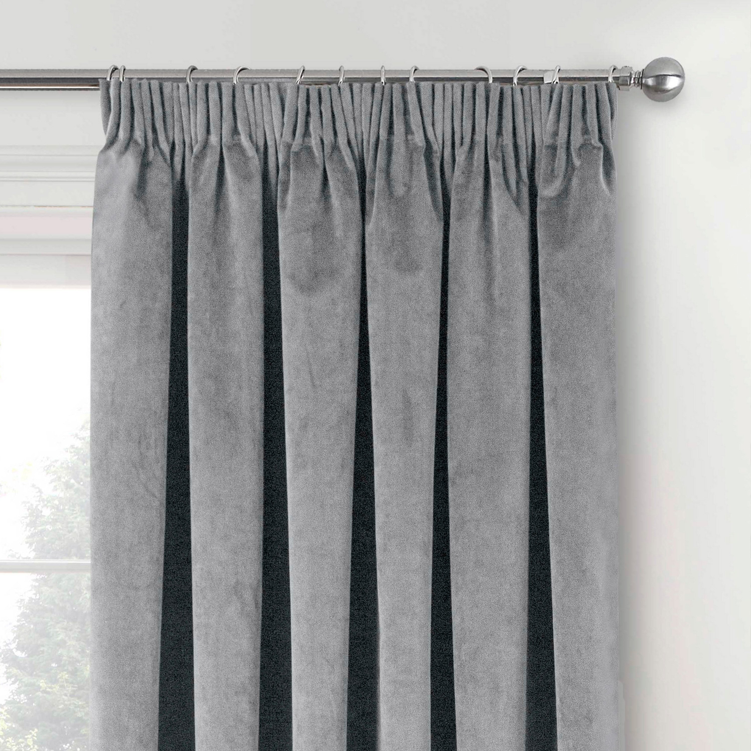 Enhanced Living Burford Velvet Blackout Curtains - 117 x 137cm - Grey - Image 3