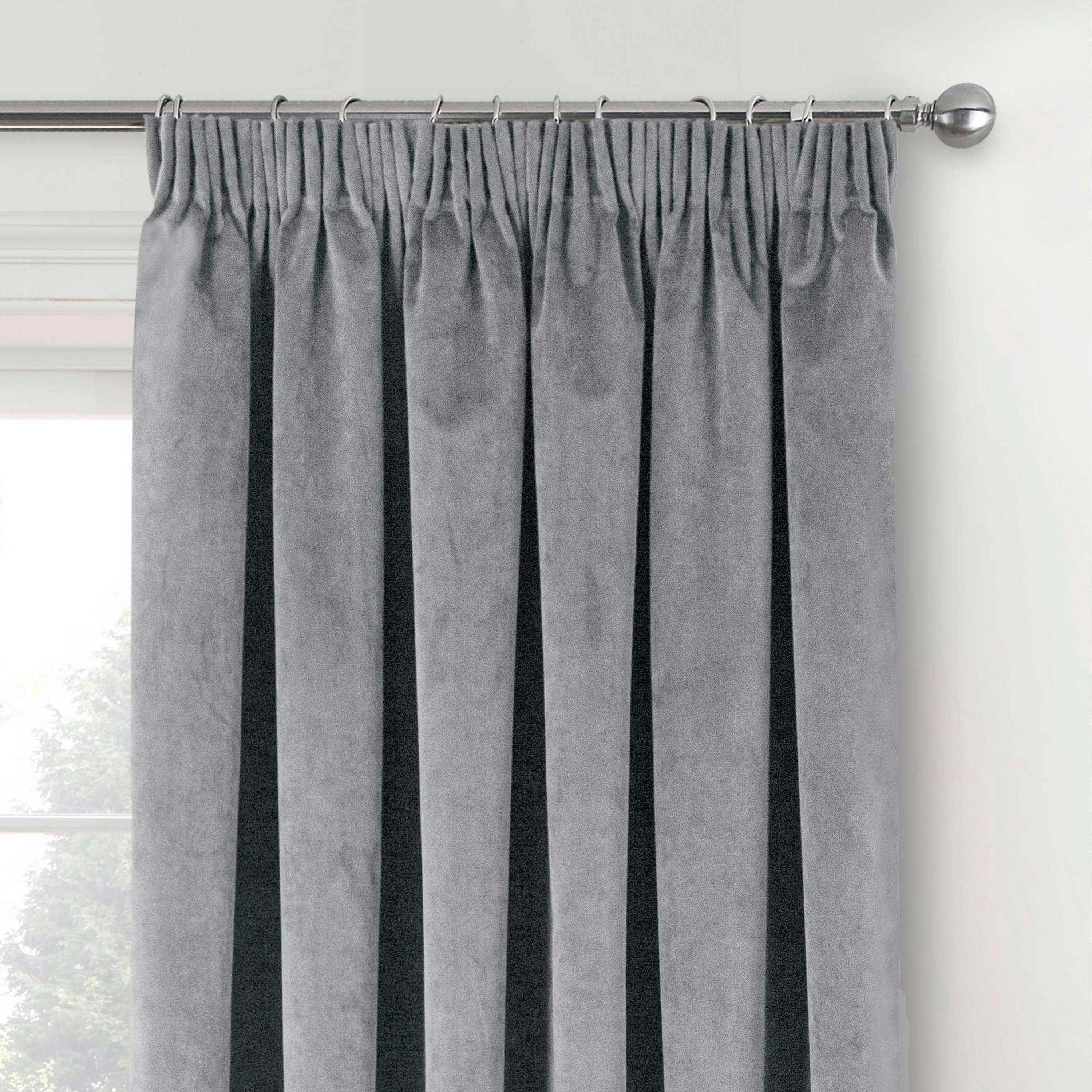 Enhanced Living Burford Velvet Blackout Curtains - 117 x 137cm - Grey - Image 3