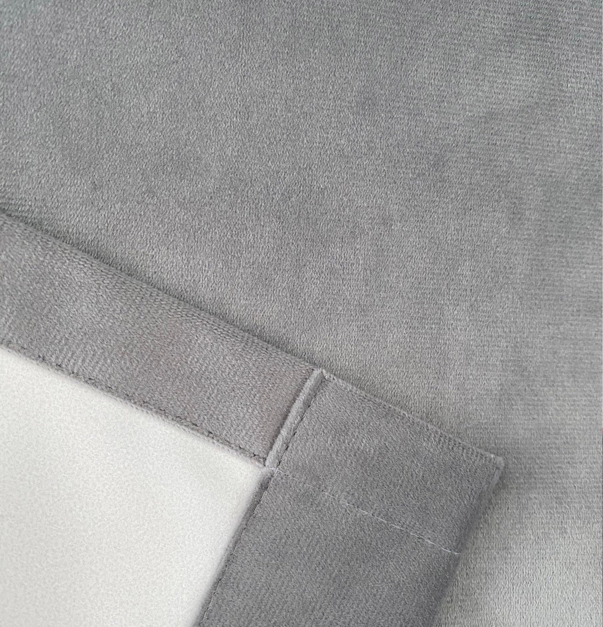 Enhanced Living Burford Velvet Blackout Curtains - 117 x 137cm - Grey - Image 5