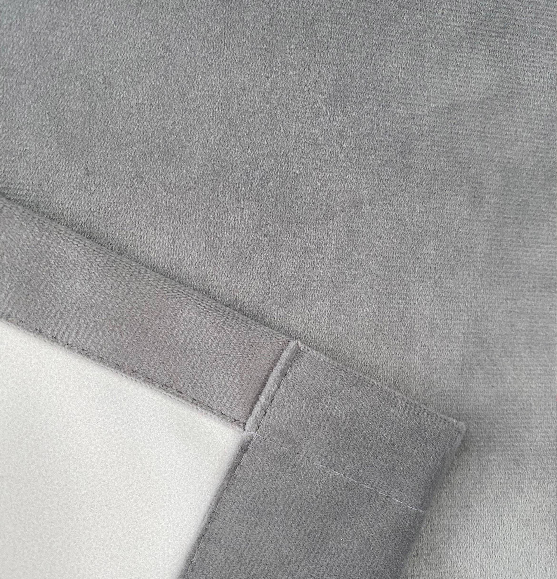 Enhanced Living Burford Velvet Blackout Curtains - 117 x 137cm - Grey - Image 5
