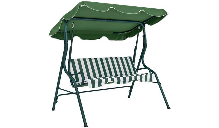Outsunny 3 Seater Adjustable Garden Egg Swing Chair - Green