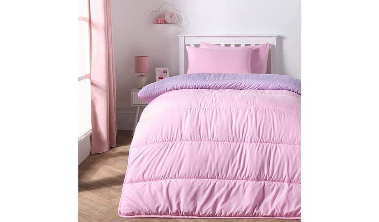 OHS Reversible 10.5 Tog Coverless Duvet Set Bedding Pink/Lilac- Double