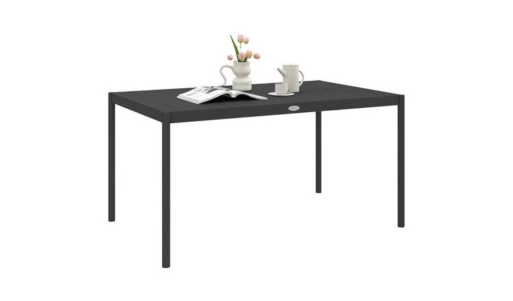 Outsunny Rectangle Outdoor Dining Table for 6 People - Dark Grey