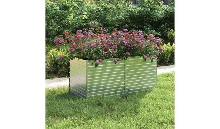 Walplus Galvanised Steel Raised Garden Bed - Silver - 160 x 80 x 77 cm
