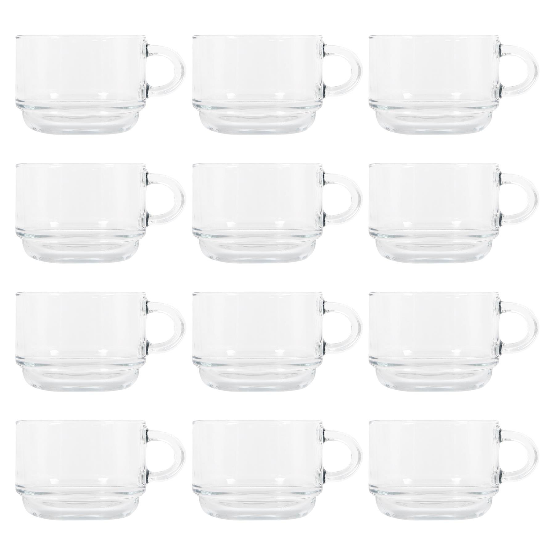 LAV Cozy Stacking Glass Coffee Cups - 270ml - Pack of 12 - Image 1